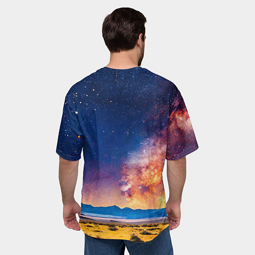 Мужская футболка оверсайз Верблюд и звездное небо / 3D-принт – фото 4