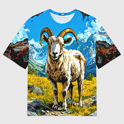 Футболка оверсайз мужская Горный козел, цвет: 3D-принт