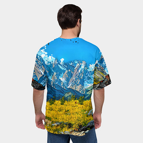 Мужская футболка оверсайз Горный козел / 3D-принт – фото 4