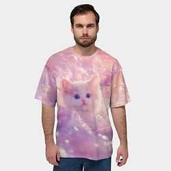 Футболка оверсайз мужская Котенок в пузырях, цвет: 3D-принт — фото 2