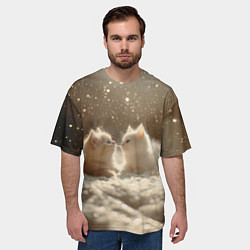 Футболка оверсайз мужская Белые милые котята, цвет: 3D-принт — фото 2