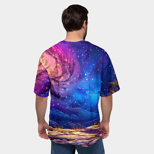 Мужская футболка оверсайз Козлик на звездом небе / 3D-принт – фото 4