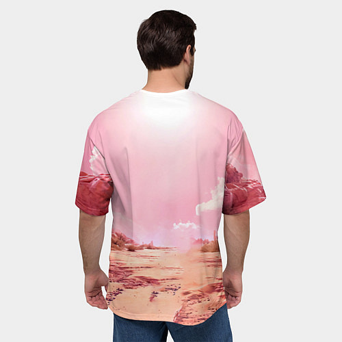 Мужская футболка оверсайз Верблюд в розовой пустыне / 3D-принт – фото 4