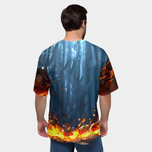 Мужская футболка оверсайз Олененок в огне / 3D-принт – фото 4