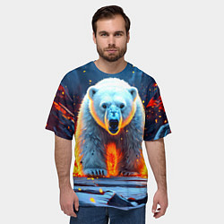 Футболка оверсайз мужская Белый медведь в огне, цвет: 3D-принт — фото 2