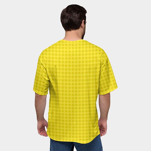 Мужская футболка оверсайз Сочный жёлтый паттерн клетка / 3D-принт – фото 4