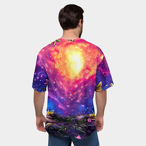 Мужская футболка оверсайз Панда и космическое небо / 3D-принт – фото 4