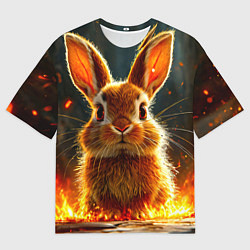 Футболка оверсайз мужская Зайчик в огне, цвет: 3D-принт