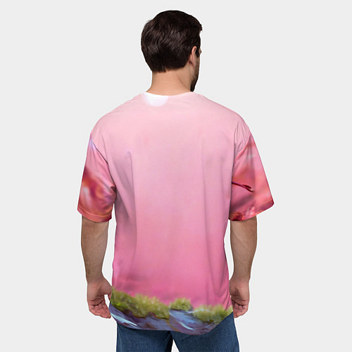 Мужская футболка оверсайз Выдра в розовом цвете / 3D-принт – фото 4
