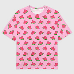 Футболка оверсайз мужская Дольки арбуза розовый, цвет: 3D-принт