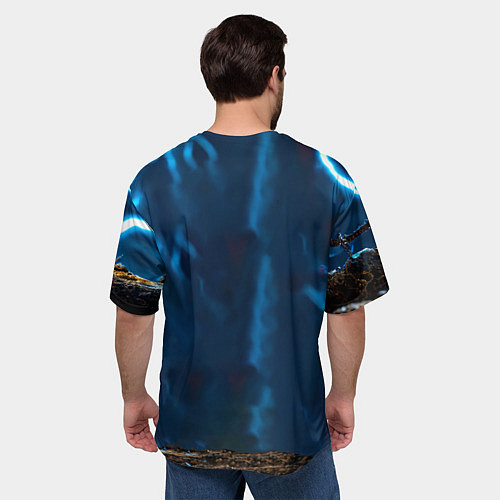 Мужская футболка оверсайз Лемур и удар молнии / 3D-принт – фото 4