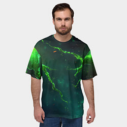 Футболка оверсайз мужская Зеленые статичные брызги, цвет: 3D-принт — фото 2