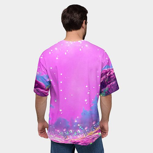 Мужская футболка оверсайз Бирюзовая лошадка / 3D-принт – фото 4