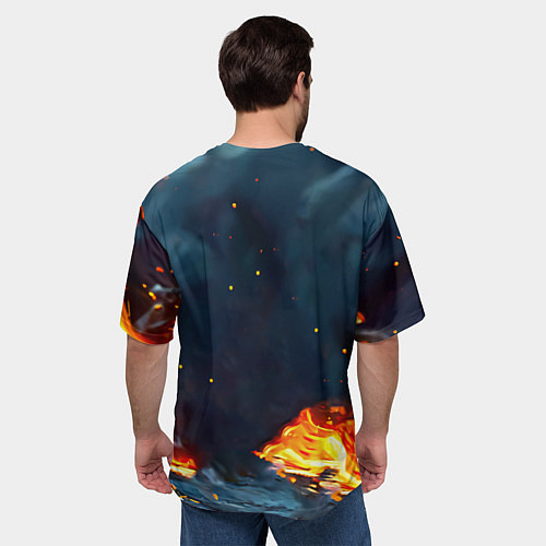 Мужская футболка оверсайз Выдра в огне / 3D-принт – фото 4