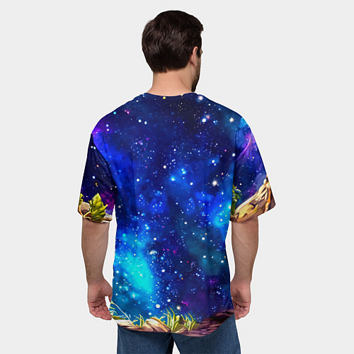 Мужская футболка оверсайз Гепард в звездную ночь / 3D-принт – фото 4