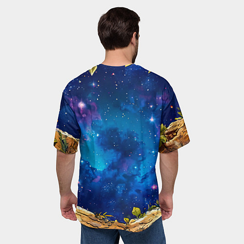 Мужская футболка оверсайз Обезьянка в звездную ночь / 3D-принт – фото 4