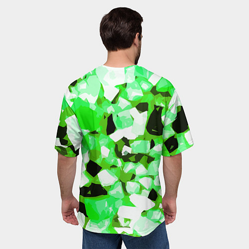 Мужская футболка оверсайз Green and white abstraction on a black background / 3D-принт – фото 4