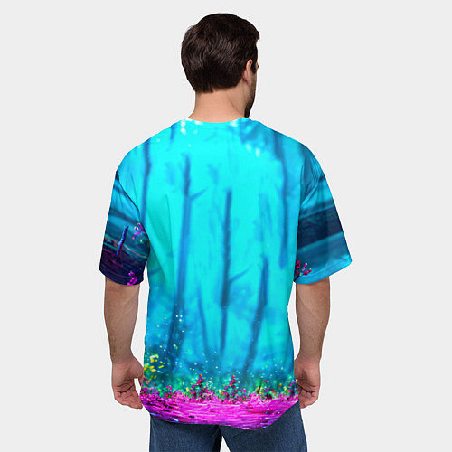 Мужская футболка оверсайз Лось в сереневом свете / 3D-принт – фото 4