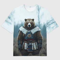 Мужская футболка оверсайз Воин русский медведь