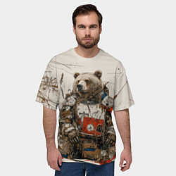 Футболка оверсайз мужская Русский медведь в пустом поле, цвет: 3D-принт — фото 2