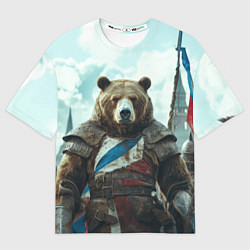 Футболка оверсайз мужская Медведь русский воин, цвет: 3D-принт