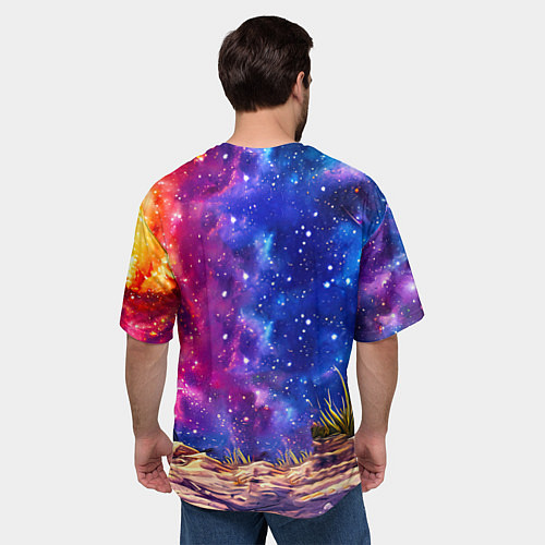 Мужская футболка оверсайз Пума и звездное небо / 3D-принт – фото 4