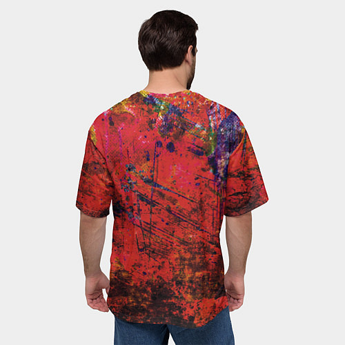 Мужская футболка оверсайз Абстракция - dark red grunge / 3D-принт – фото 4