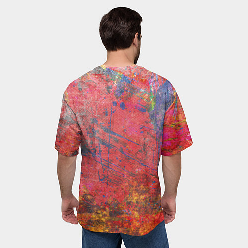 Мужская футболка оверсайз Абстракция - red yellow grunge / 3D-принт – фото 4