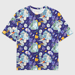 Футболка оверсайз мужская Крокусы и зяблик во льдах, цвет: 3D-принт