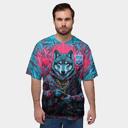 Футболка оверсайз мужская Волк с гербом РФ, цвет: 3D-принт — фото 2