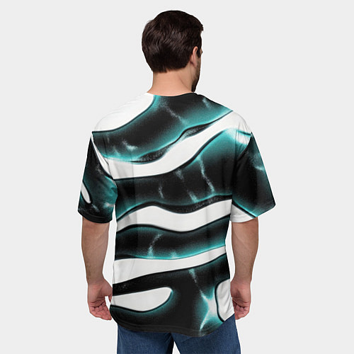 Мужская футболка оверсайз Абстрактный черно-зеленый камуфляж / 3D-принт – фото 4