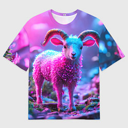 Футболка оверсайз мужская Козлик в розовом, цвет: 3D-принт