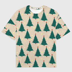 Футболка оверсайз мужская Новогодняя ель, цвет: 3D-принт