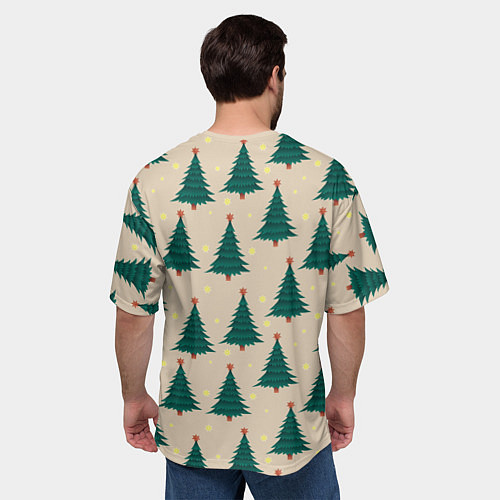 Мужская футболка оверсайз Новогодняя ель / 3D-принт – фото 4