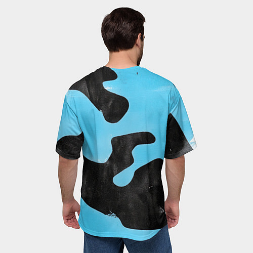 Мужская футболка оверсайз Черно-зеленый камуфляж и герб РФ / 3D-принт – фото 4