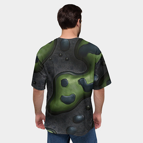 Мужская футболка оверсайз Объемный абстрактный камуфляж / 3D-принт – фото 4