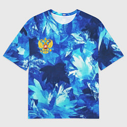 Футболка оверсайз мужская Синий узорный камуфляж, цвет: 3D-принт