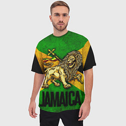 Футболка оверсайз мужская Jamaica lion flag, цвет: 3D-принт — фото 2