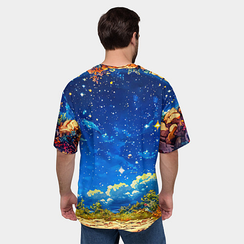 Мужская футболка оверсайз Жираф в звездную ночь / 3D-принт – фото 4