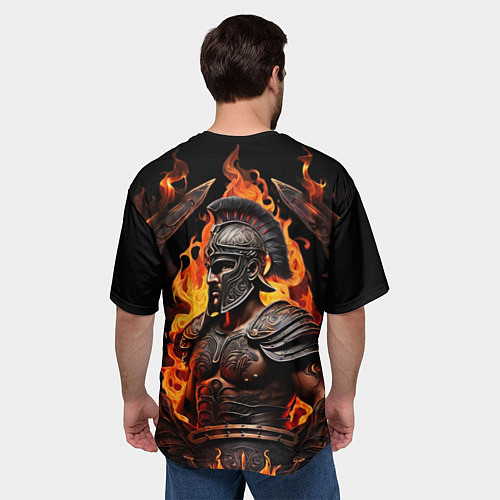 Мужская футболка оверсайз Гладиатор пламени огня / 3D-принт – фото 4