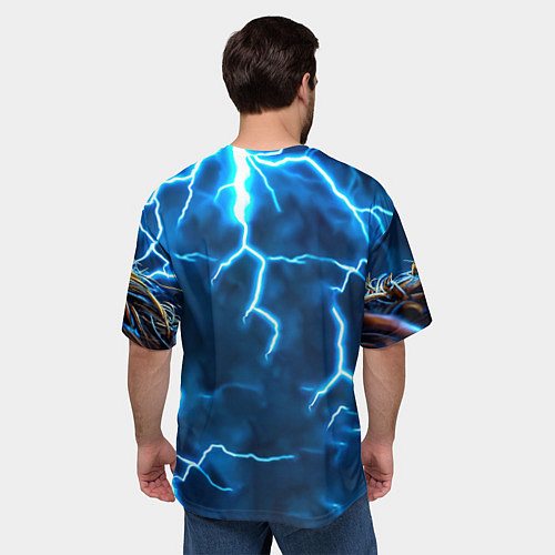 Мужская футболка оверсайз Ленивец в разрядах молний / 3D-принт – фото 4
