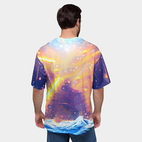 Мужская футболка оверсайз Белый медведь идет по льдине / 3D-принт – фото 4