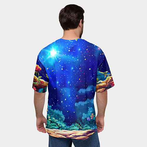 Мужская футболка оверсайз Ягуар в звездную ночь / 3D-принт – фото 4