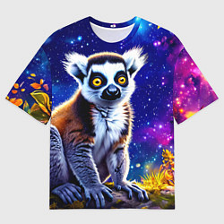 Футболка оверсайз мужская Лемур и звездная ночь, цвет: 3D-принт