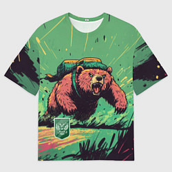 Футболка оверсайз мужская Русский медведь атакует, цвет: 3D-принт