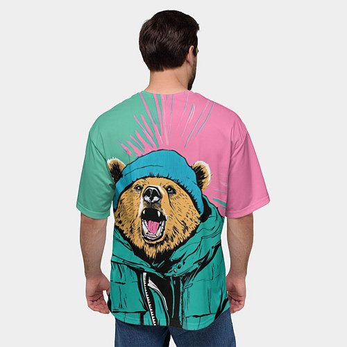 Мужская футболка оверсайз Злой медведь в зимней одежде / 3D-принт – фото 4