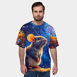 Футболка оверсайз мужская Крыса и космическое небо, цвет: 3D-принт — фото 2