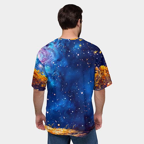 Мужская футболка оверсайз Крыса и космическое небо / 3D-принт – фото 4
