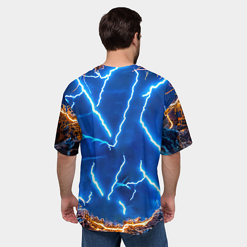 Мужская футболка оверсайз Медведь и молния / 3D-принт – фото 4