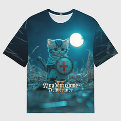 Мужская футболка оверсайз Kingdom Come Deliverance 2 котик рыцарь